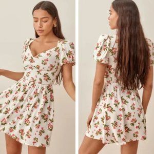 Reformation Ojai Mini Dress Sour Cherry White Red Size 10 NWT